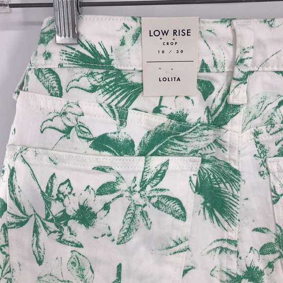 NEW Lucky Brand Low Rise Crop Jeans Palm Green/ White Tropical Print Sz 10/30 - Picture 7 of 14